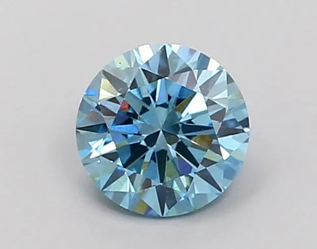0.51ct Round Lab Grown Diamond (Colour Fancy Vivid Green Blue, Clarity VVS2, Cut EX, IGI Certified)