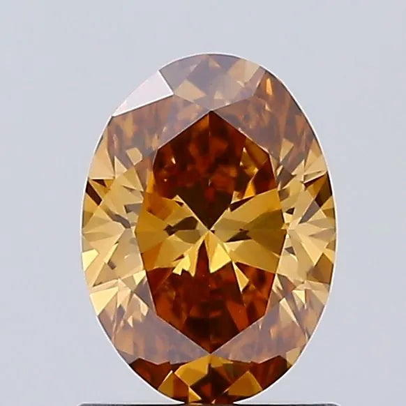 0.86ct Oval Lab Grown Diamond (Colour Fancy Orangey Brown, Clarity VVS2, IGI Certified)