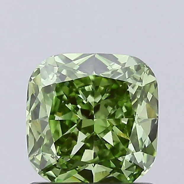 0.88ct Cushion brilliant Lab Grown Diamond (Colour Fancy Vivid Green, Clarity VS1, IGI Certified)