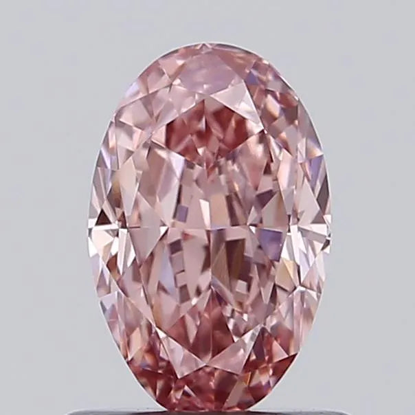 0.88ct Oval Lab Grown Diamond (Colour Fancy Vivid Brownish Pink, Clarity VS2, IGI Certified)