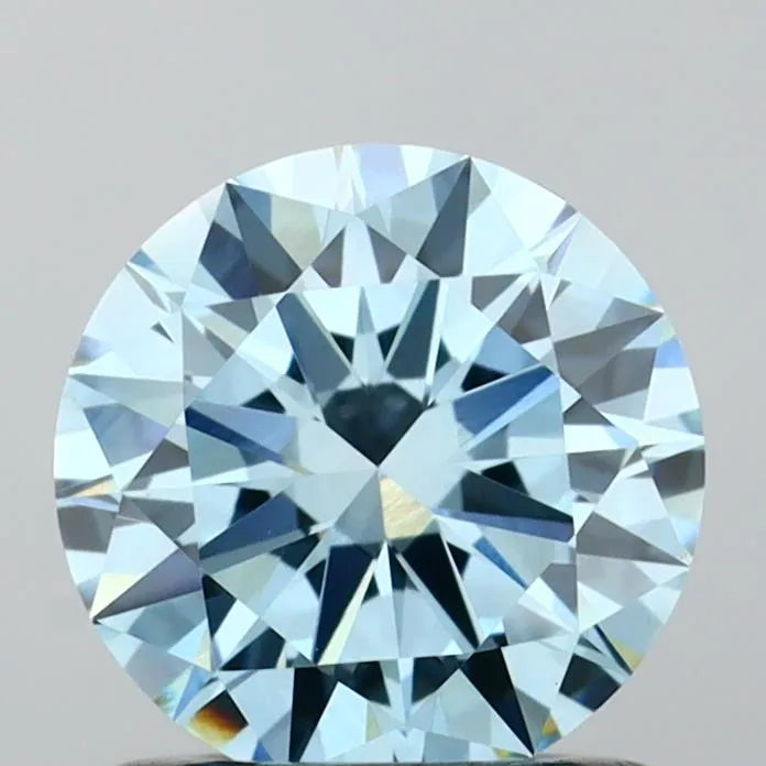 0.93ct Round Lab Grown Diamond (Colour Fancy Vivid Blue, Clarity VVS2, Cut EX, IGI Certified)