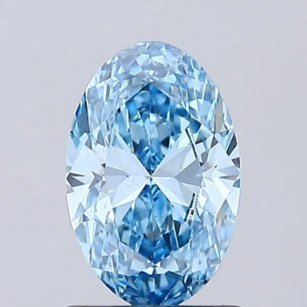 1.00ct Oval Lab Grown Diamond (Colour Fancy Vivid Blue, Clarity VS2, IGI Certified)