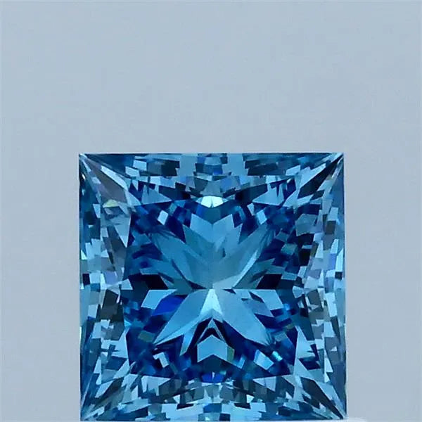 1.02ct Princess Lab Grown Diamond (Colour Fancy Vivid Blue, Clarity VS2, IGI Certified)