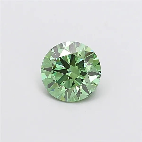1.03ct Round Lab Grown Diamond (Colour Fancy Vivid Green, Clarity VS2, Cut ID, IGI Certified)