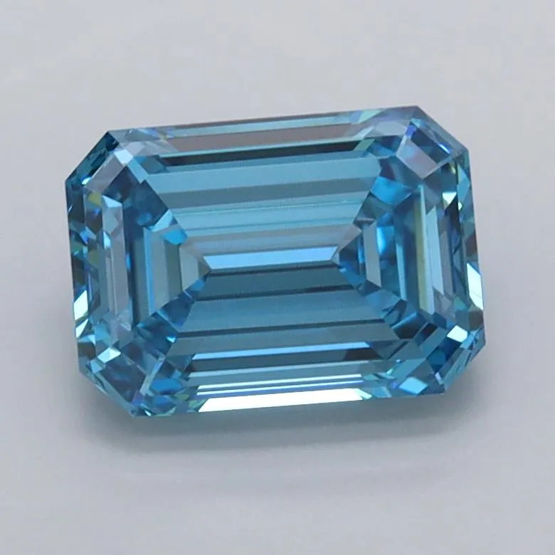 1.46ct Emerald Lab Grown Diamond (Colour Fancy Vivid Blue, Clarity VVS2, IGI Certified)