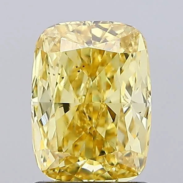 1.52ct Cushion modified Lab Grown Diamond (Colour Fancy Vivid Yellow, Clarity VS1, IGI Certified)