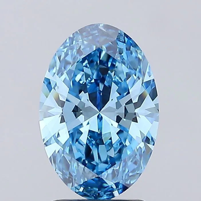 2.01ct Oval Lab Grown Diamond (Colour Fancy Vivid Blue, Clarity VVS1, IGI Certified)
