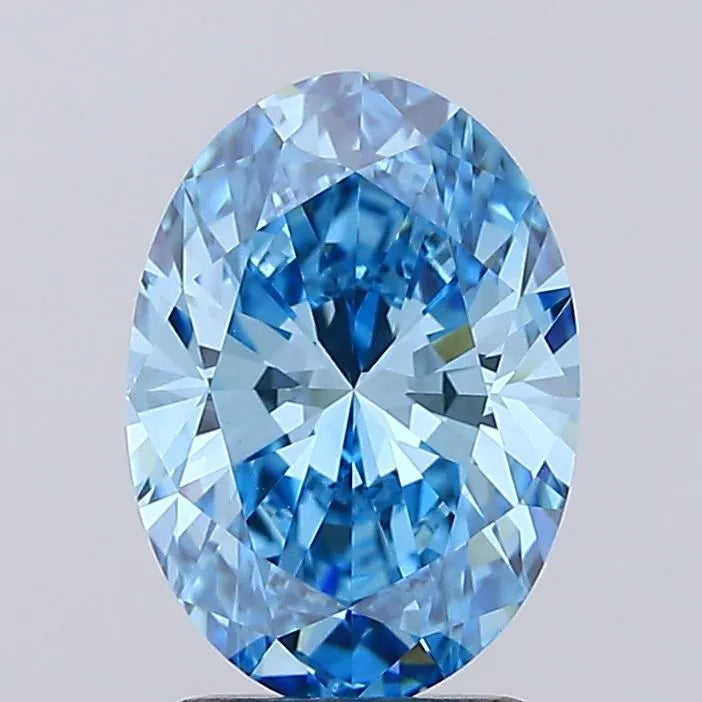 2.07ct Oval Lab Grown Diamond (Colour Fancy Vivid Blue, Clarity VVS2, IGI Certified)
