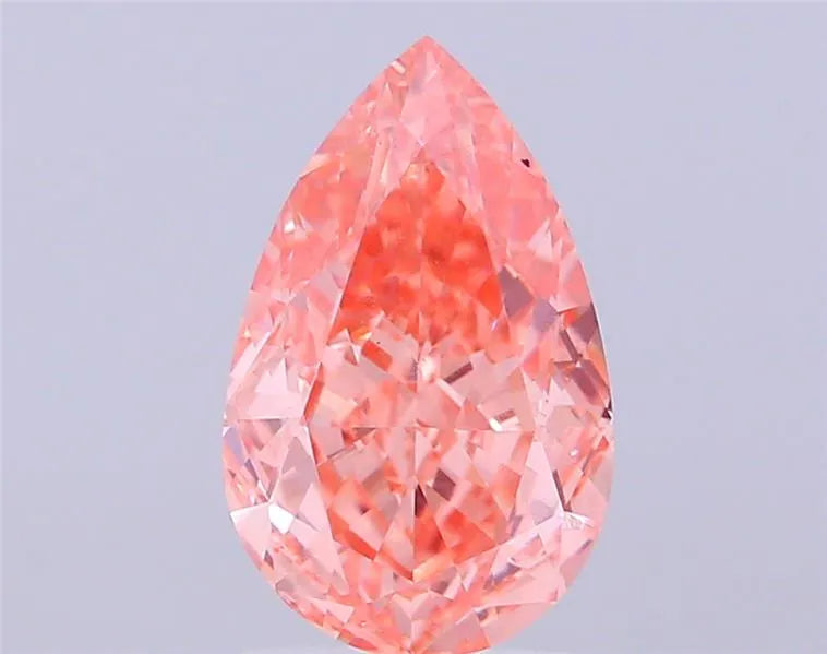 2.55ct Pear Lab Grown Diamond (Colour Fancy Vivid Pinkish Orange, Clarity VVS2, IGI Certified)