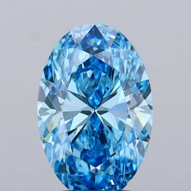 3.03ct Oval Lab Grown Diamond (Colour Fancy Vivid Blue, Clarity VVS2, IGI Certified)