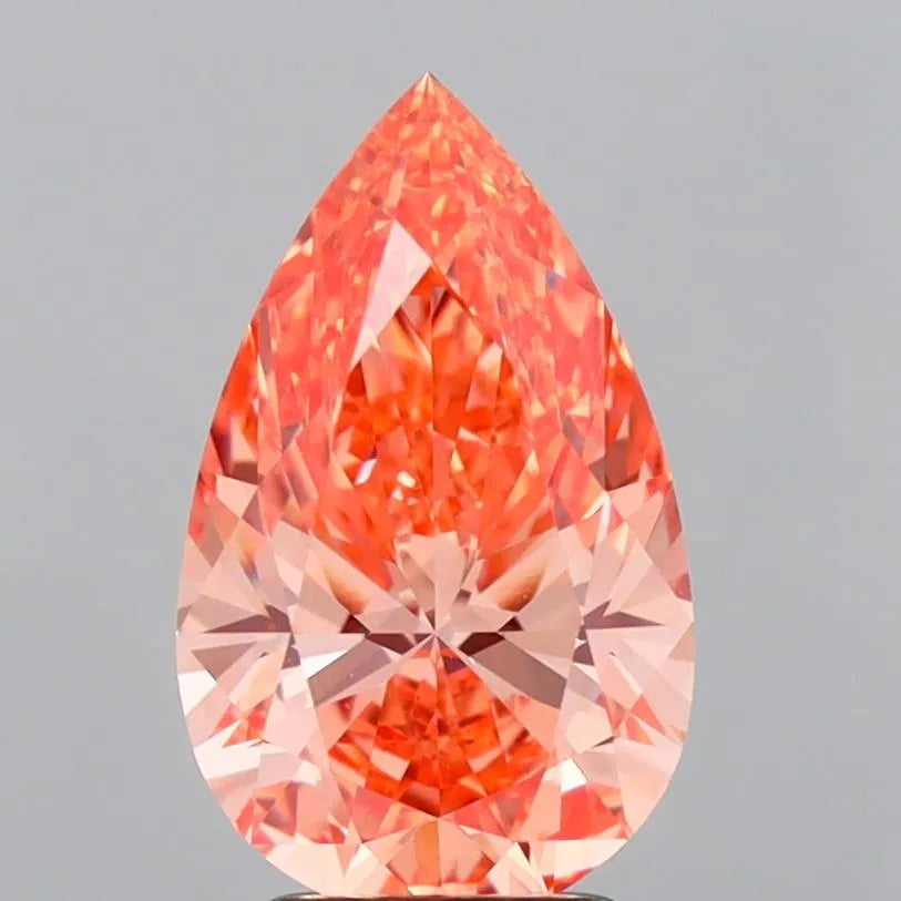 3.05ct Pear Lab Grown Diamond (Colour Fancy Vivid Pinkish Orange, Clarity VVS2, IGI Certified)