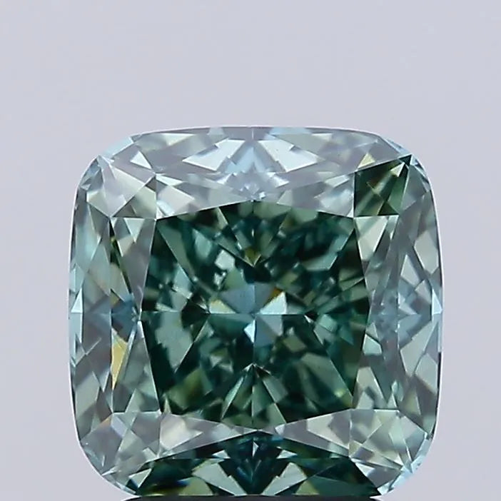 3.06ct Cushion modified Lab Grown Diamond (Colour Fancy Vivid Green, Clarity VS1, IGI Certified)
