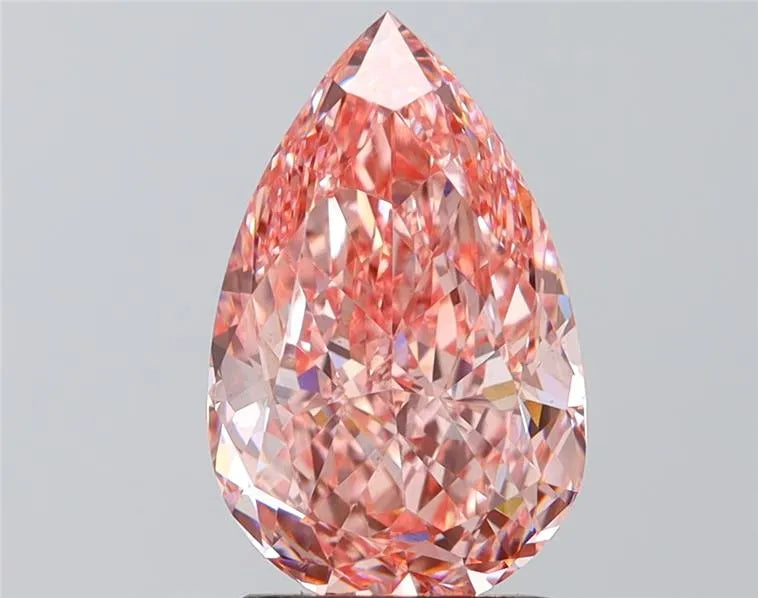 3.35ct Pear Lab Grown Diamond (Colour Fancy Vivid Pink, Clarity VS2, IGI Certified)