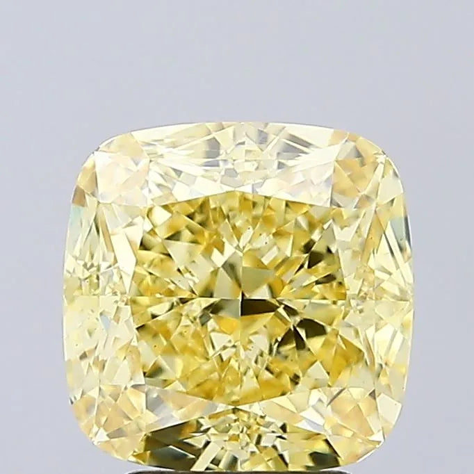 3.73ct Cushion modified Lab Grown Diamond (Colour Fancy Intense Yellow, Clarity VS1, IGI Certified)