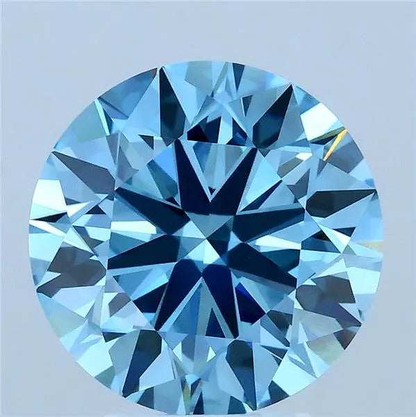 4.00ct Round Lab Grown Diamond (Colour Fancy Vivid Blue, Clarity VVS2, Cut ID, IGI Certified)