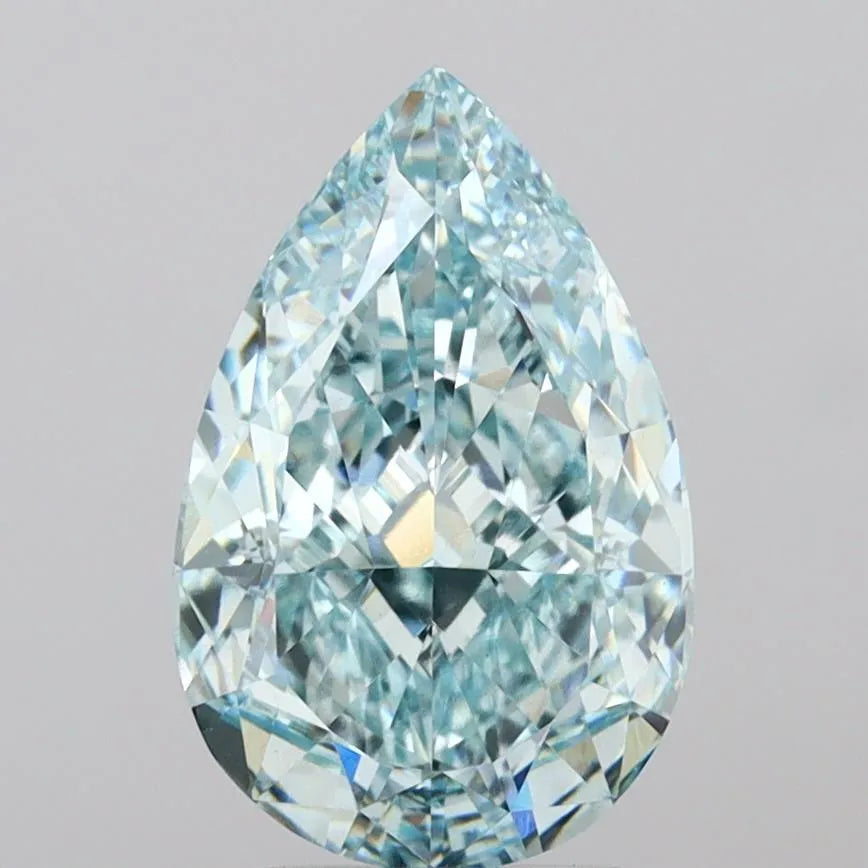 4.17ct Pear Lab Grown Diamond (Colour Fancy Vivid Blue Green, Clarity VVS2, IGI Certified)