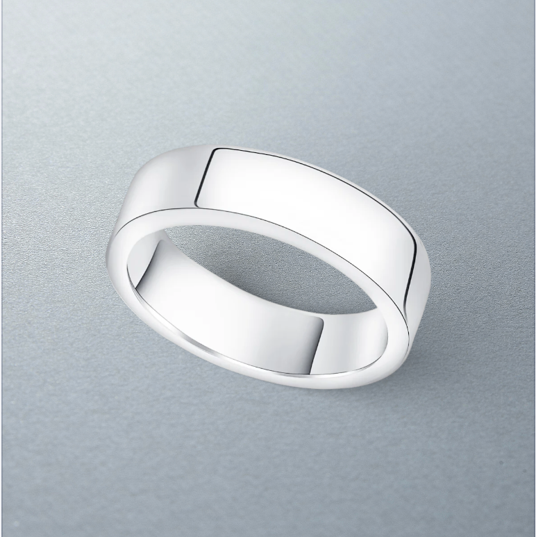 Carateu platinum wedding band, 5mm classic comfort fit ring with smooth polished surface, designed for elegant wedding jewelry.