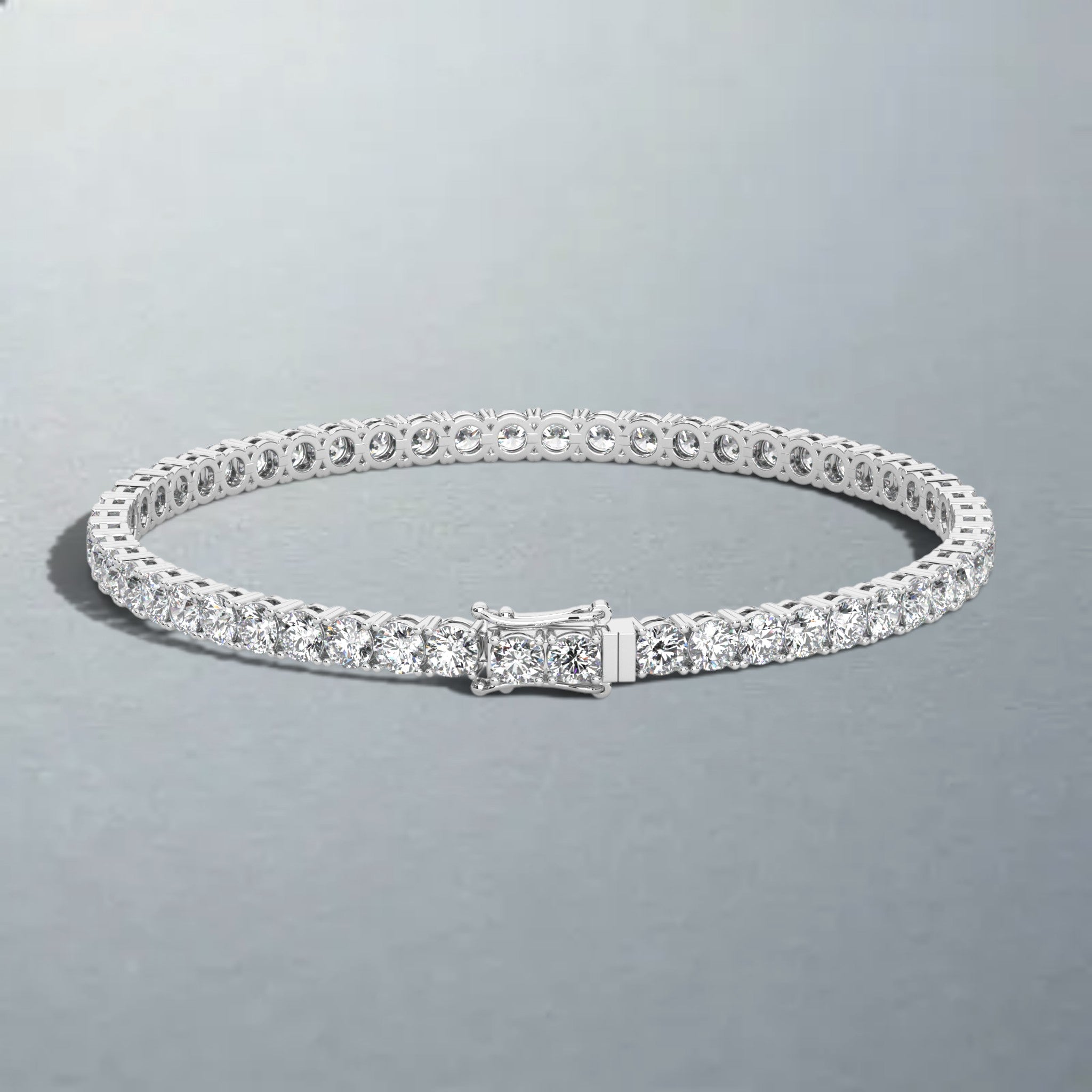 Carateu 6.00ct lab diamond tennis bracelet with 3mm stones, featuring DEF clarity and VS color on a delicate chain.