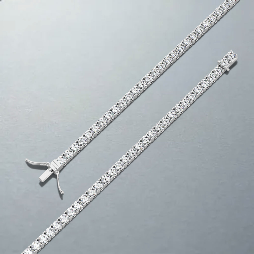 Carateu 6.00ct lab diamond tennis bracelet with 3mm brilliant-cut diamonds, DEF clarity, VS color, silver setting.