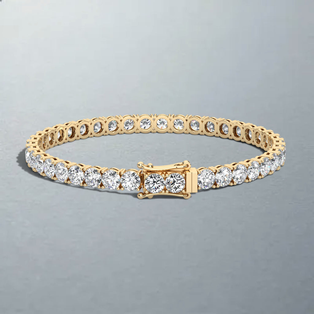 Carateu 10.25ct lab diamond tennis bracelet with 4mm diamonds, featuring DEF color and VS clarity, on a delicate silver chain.