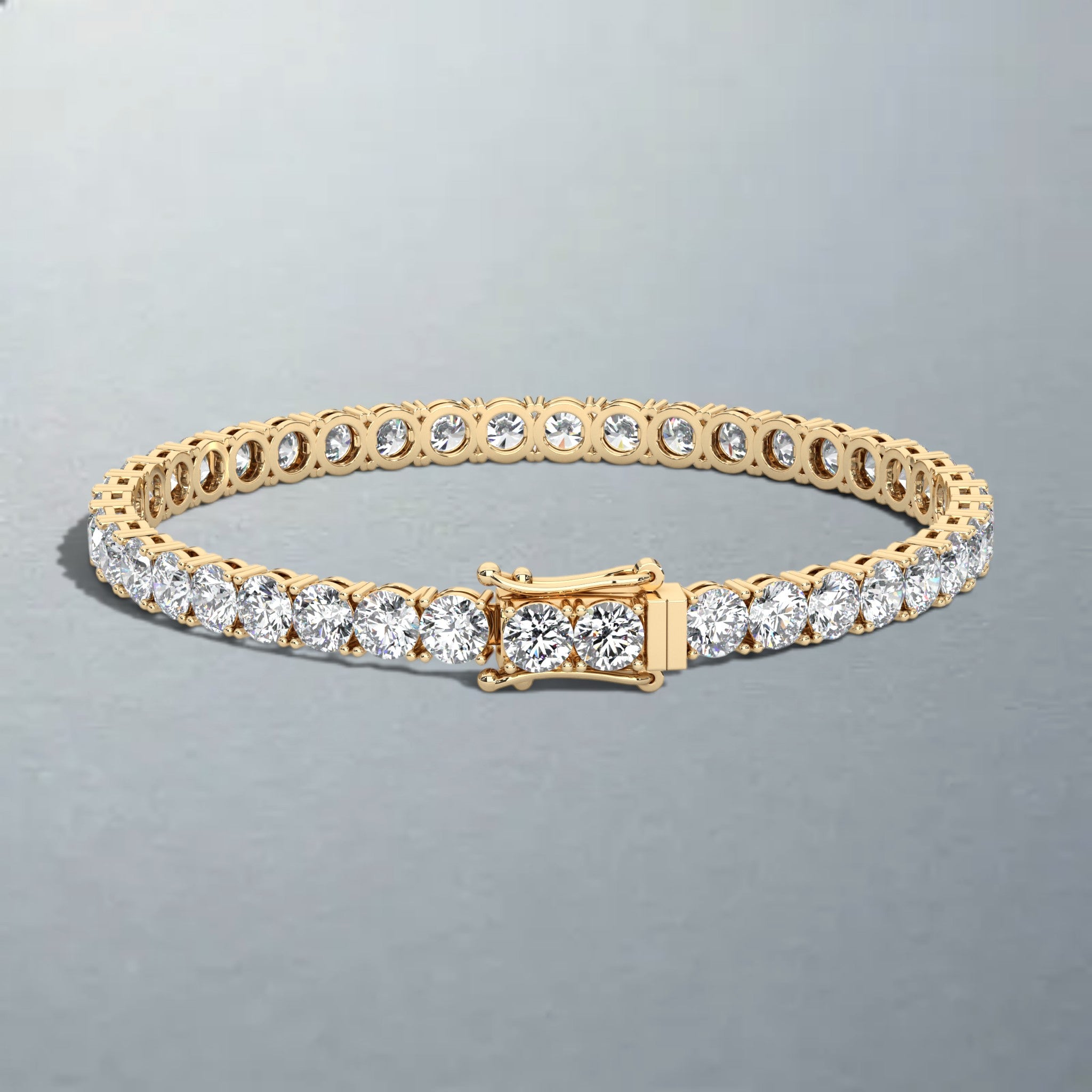 Carateu 10.25ct lab diamond tennis bracelet with 4mm diamonds, featuring DEF color and VS clarity, on a delicate silver chain.