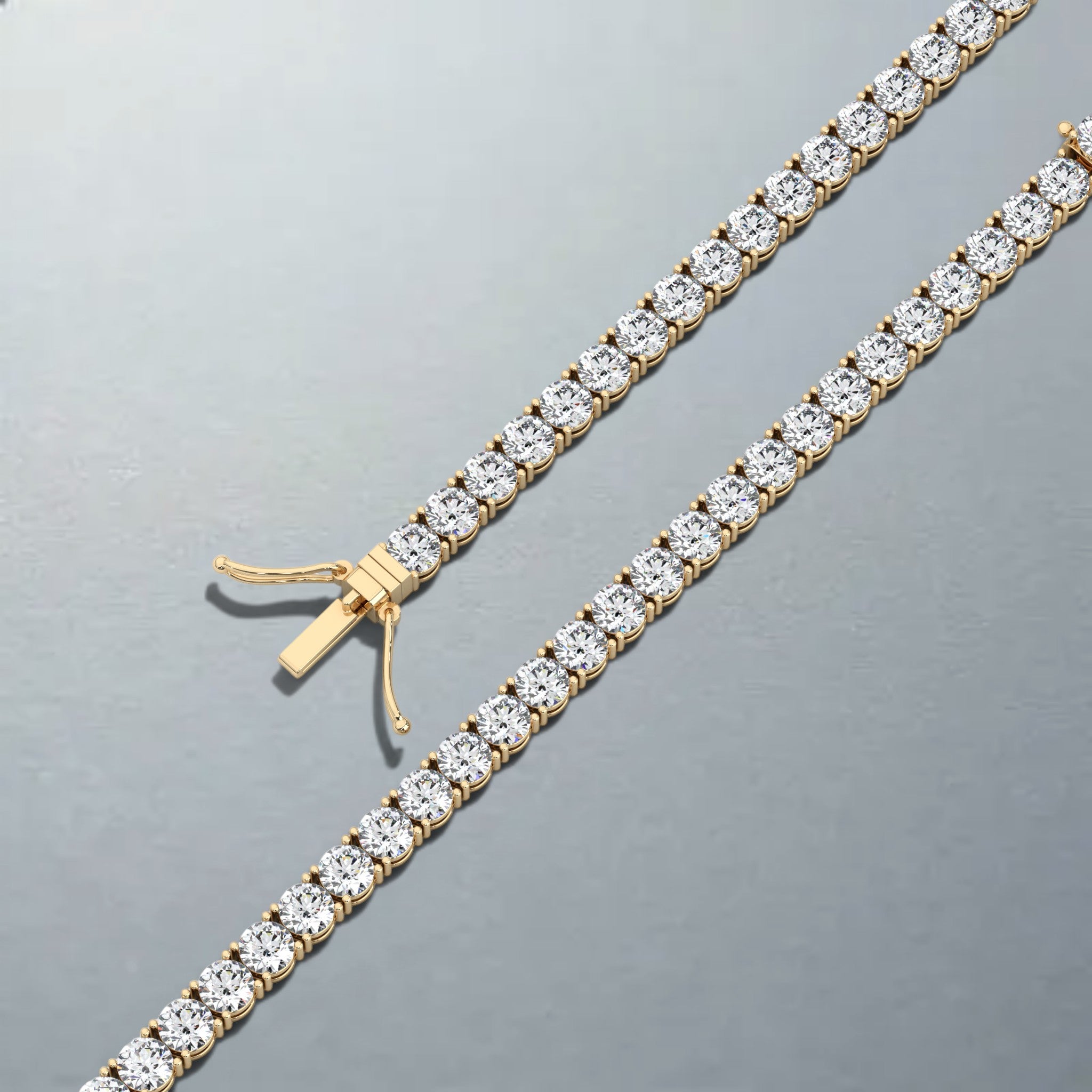 Carateu 10.25ct lab diamond tennis bracelet with 4mm diamonds, featuring DEF clarity and VS color, showcasing elegant jewelry design.