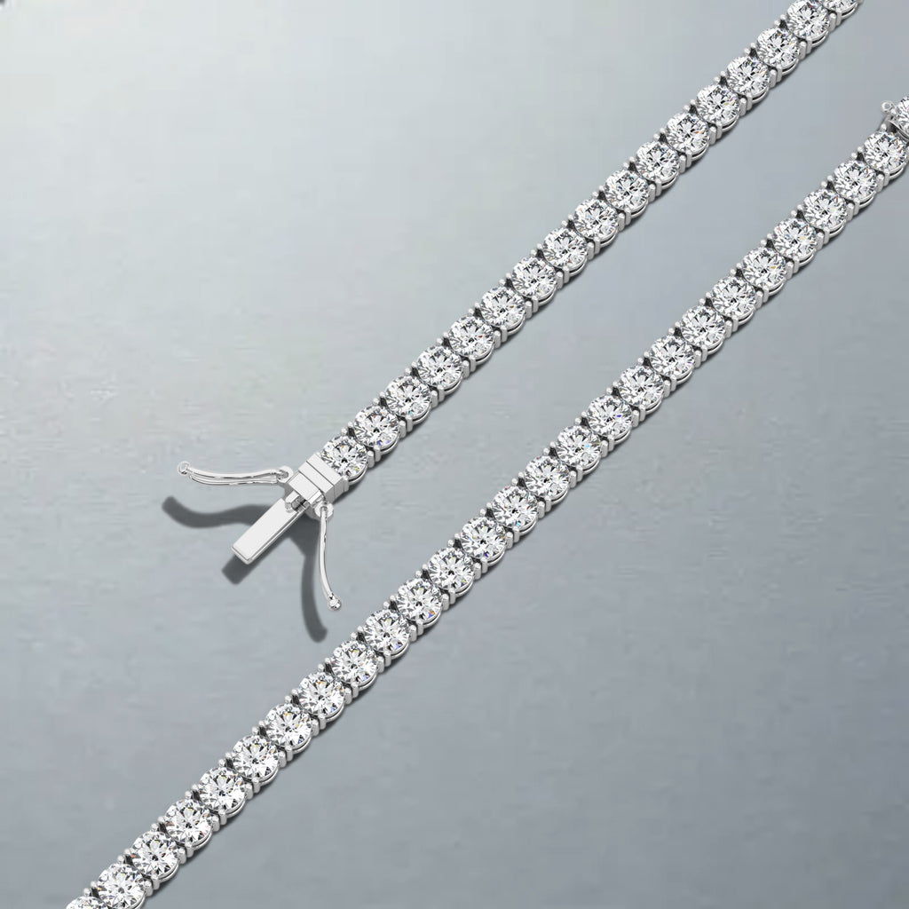 Carateu 10.25ct lab diamond tennis bracelet with 4mm diamonds, DEF clarity, VS color, elegant jewelry piece on a white background