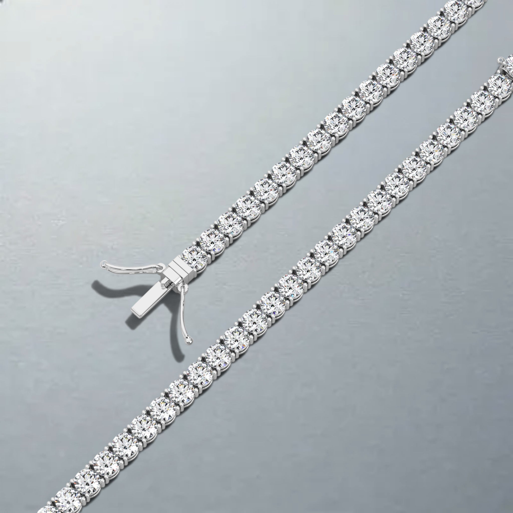 Carateu 10.25ct lab diamond tennis bracelet with 4mm diamonds, DEF clarity, VS color, elegant jewelry piece on a white background