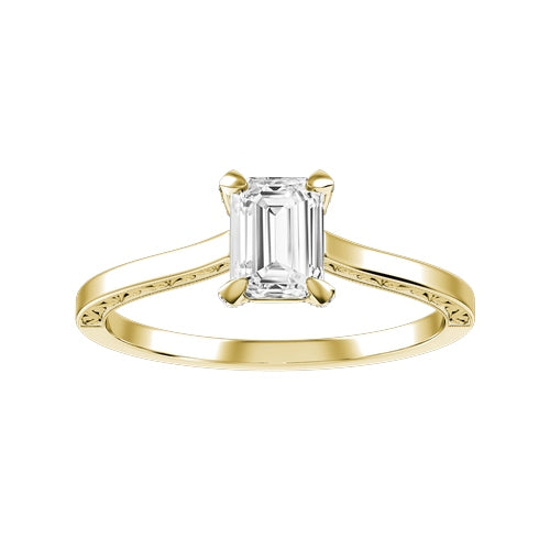 Emerald Cut Lab-grown Diamond Bridal Ring — down