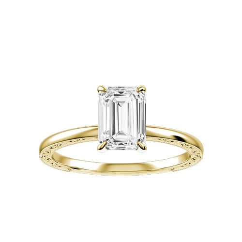 Emerald Cut Lab-grown Diamond Bridal Ring — down