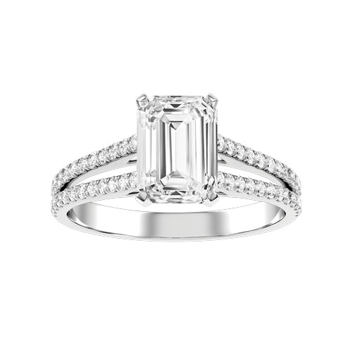 Emerald Cut Lab-grown Diamond Bridal Ring — down