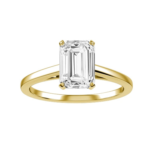 Emerald Cut Lab-grown Diamond Bridal Ring — down