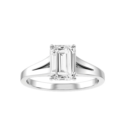 Emerald Cut Lab-grown Diamond Bridal Ring — down