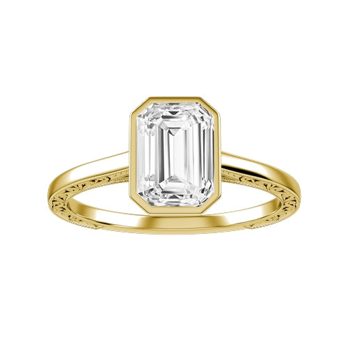 Emerald Cut Lab-grown Diamond Bridal Ring — down