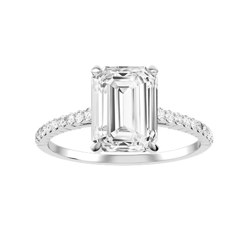 Emerald Cut Lab-grown Diamond Bridal Ring — down