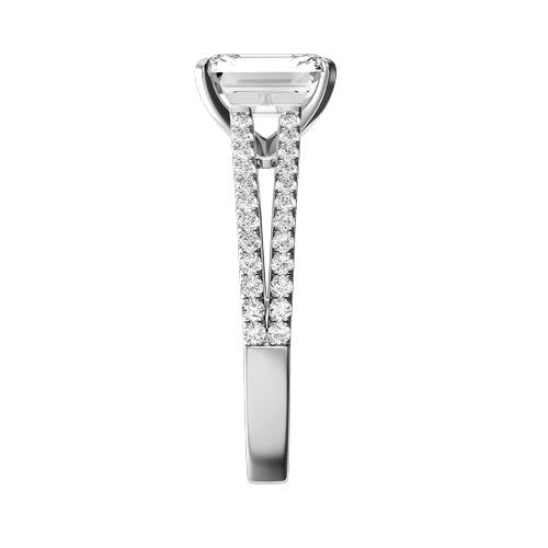 Emerald Cut Lab-grown Diamond Bridal Ring — side