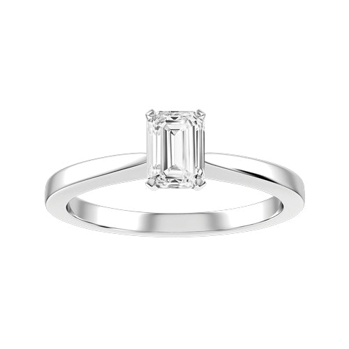 Emerald Cut Natural Diamond Bridal Ring — down