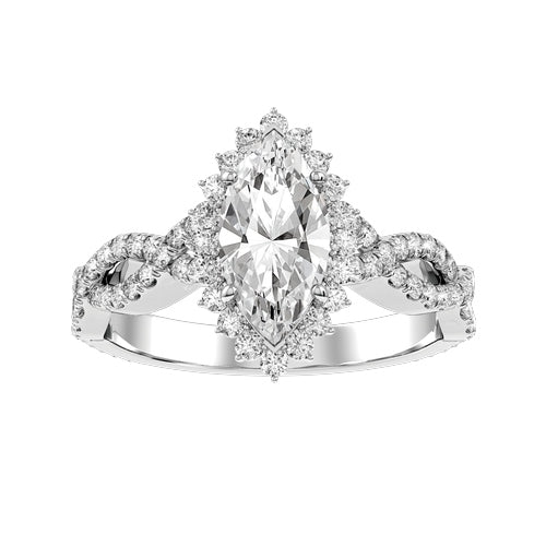 Marquise Natural Diamond Bridal Ring — down