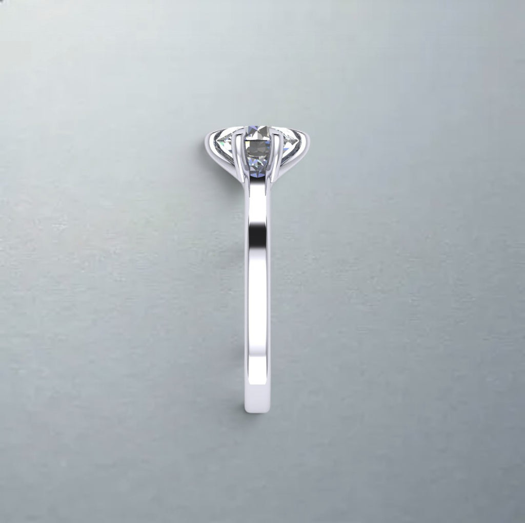 18kt white gold custom ring by Carateu, size 51.50, showcasing a sleek band with a polished finish.