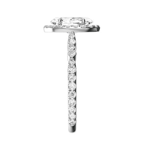 Oval Natural Diamond Bridal Ring — side