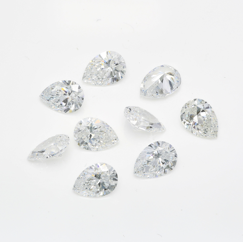 Picture showing multiple labgrown pear cut melee diamonds