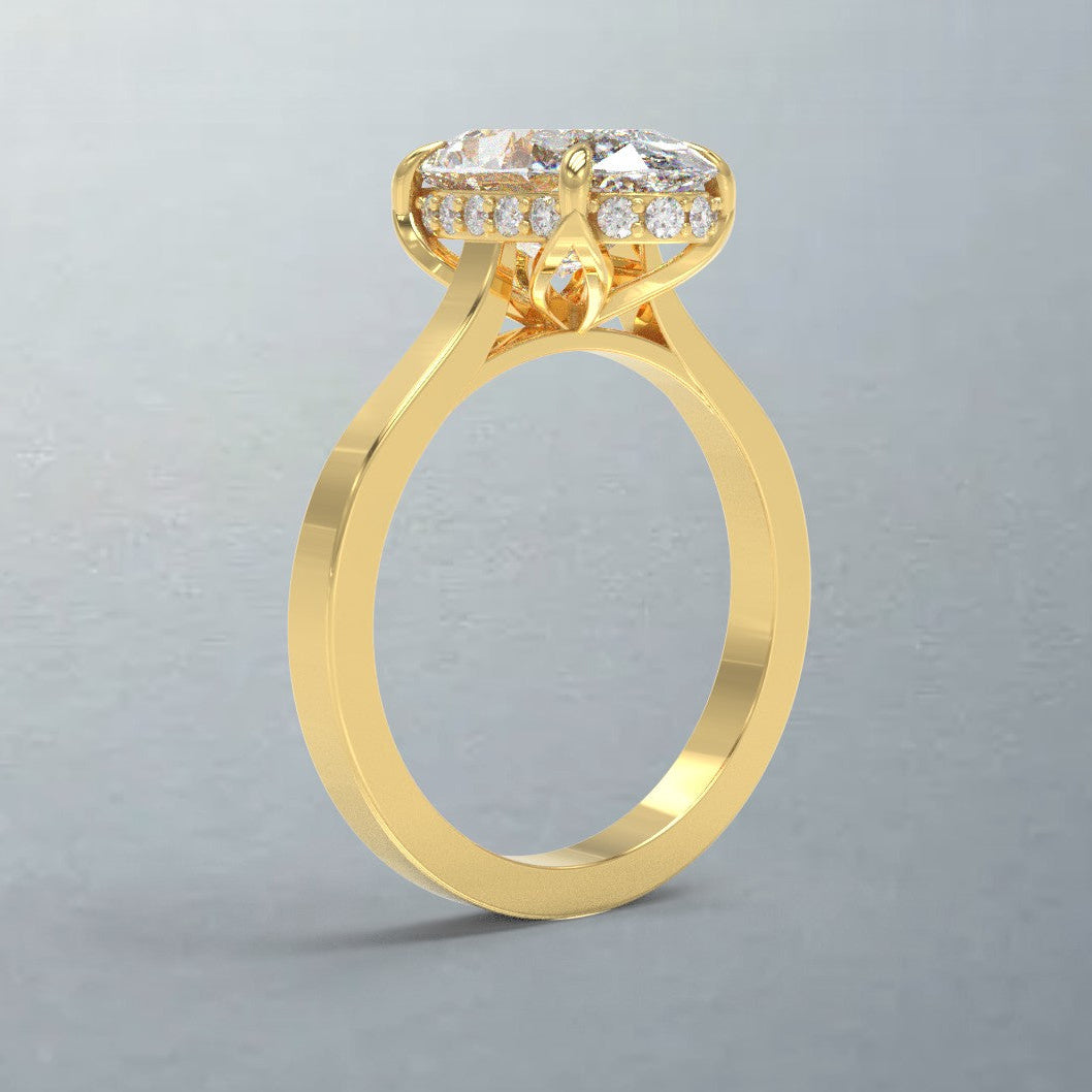Updated - custom tulip cathedral setting with hidden halo (setting only)