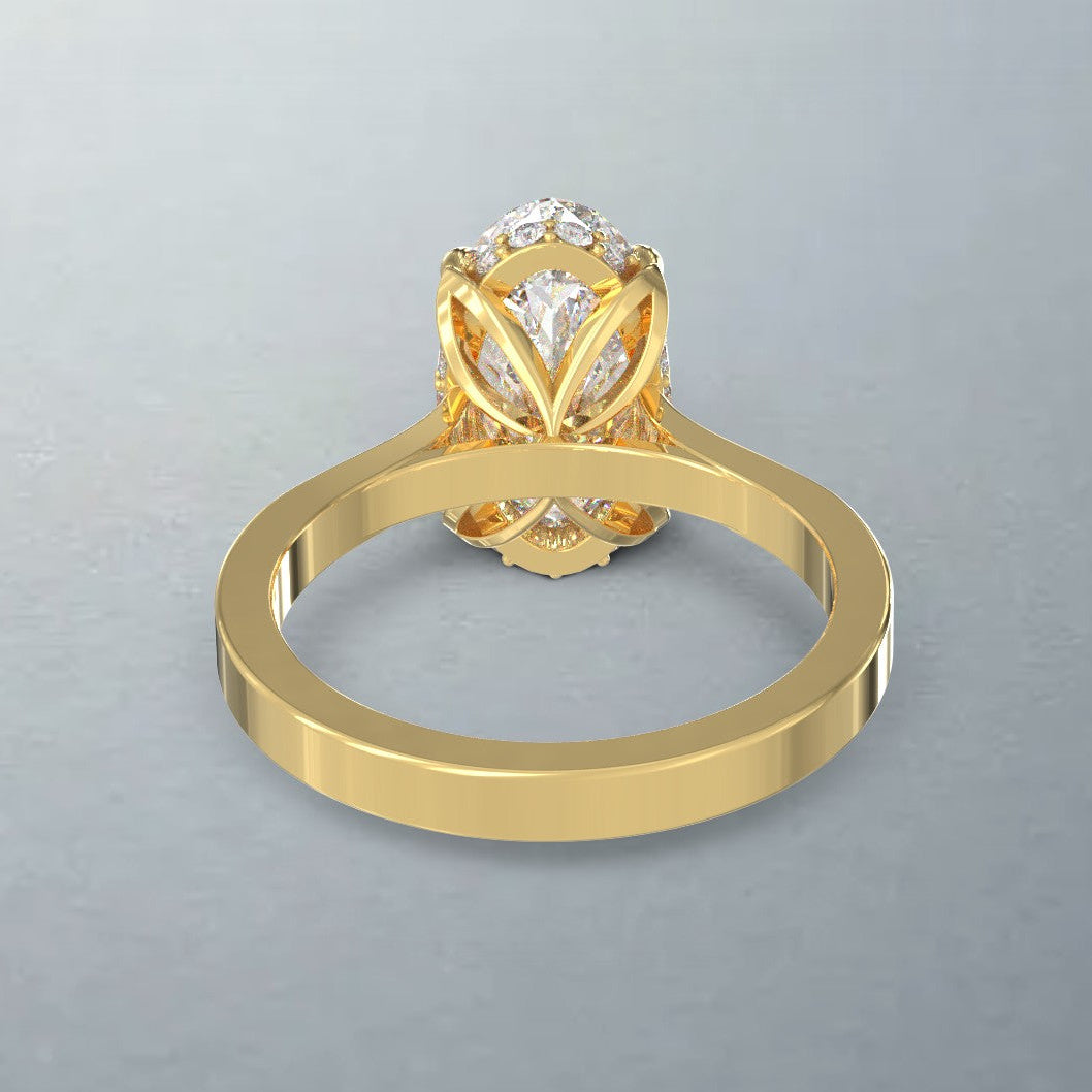 Updated - custom tulip cathedral setting with hidden halo (setting only)
