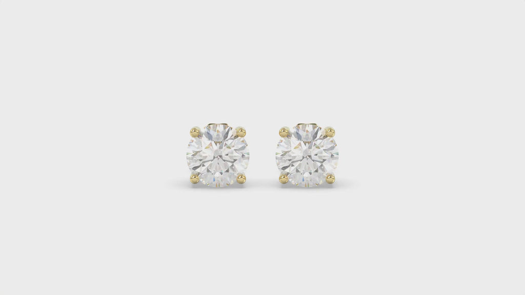 4 Prong Basket Stud Earrings - 14K Yellow Gold - 3ct - Lab Grown