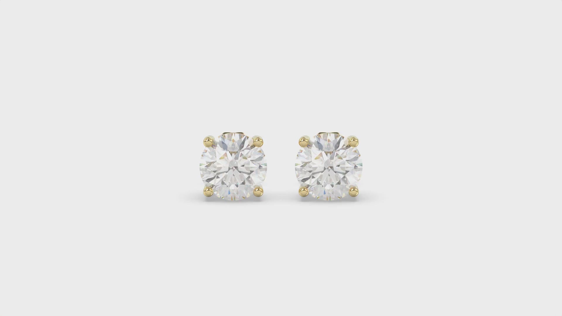 4 Prong Basket Stud Earrings - 14K Yellow Gold - 3ct - Lab Grown