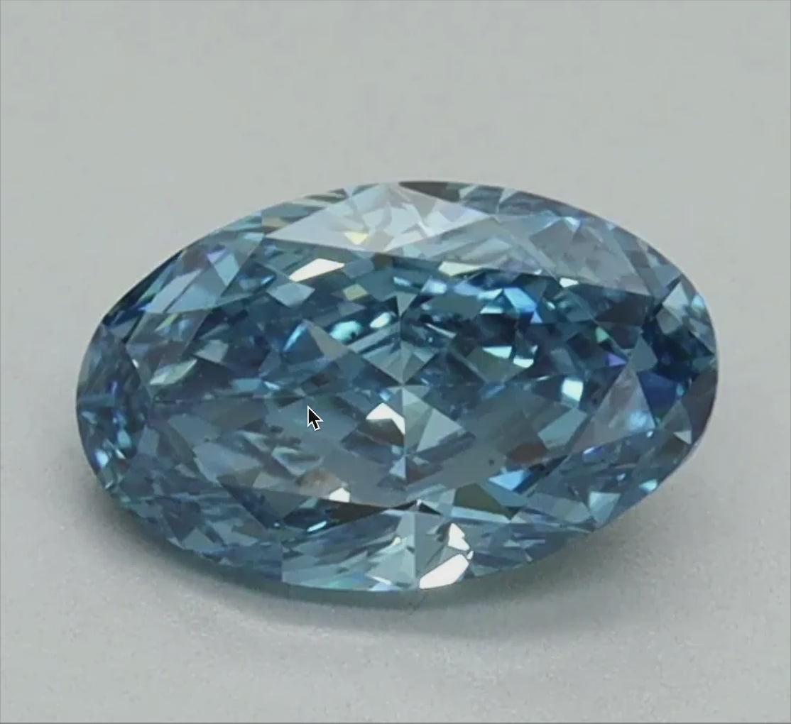 0.80ct Oval Lab Grown Diamond (Colour Fancy Vivid Blue, Clarity VS1, IGI Certified)